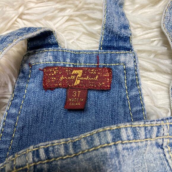 7 for all mankind kids denim jean shorts overalls - Picture 4 of 8